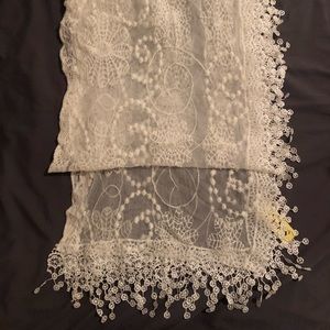 Beautiful White Lace Scarf